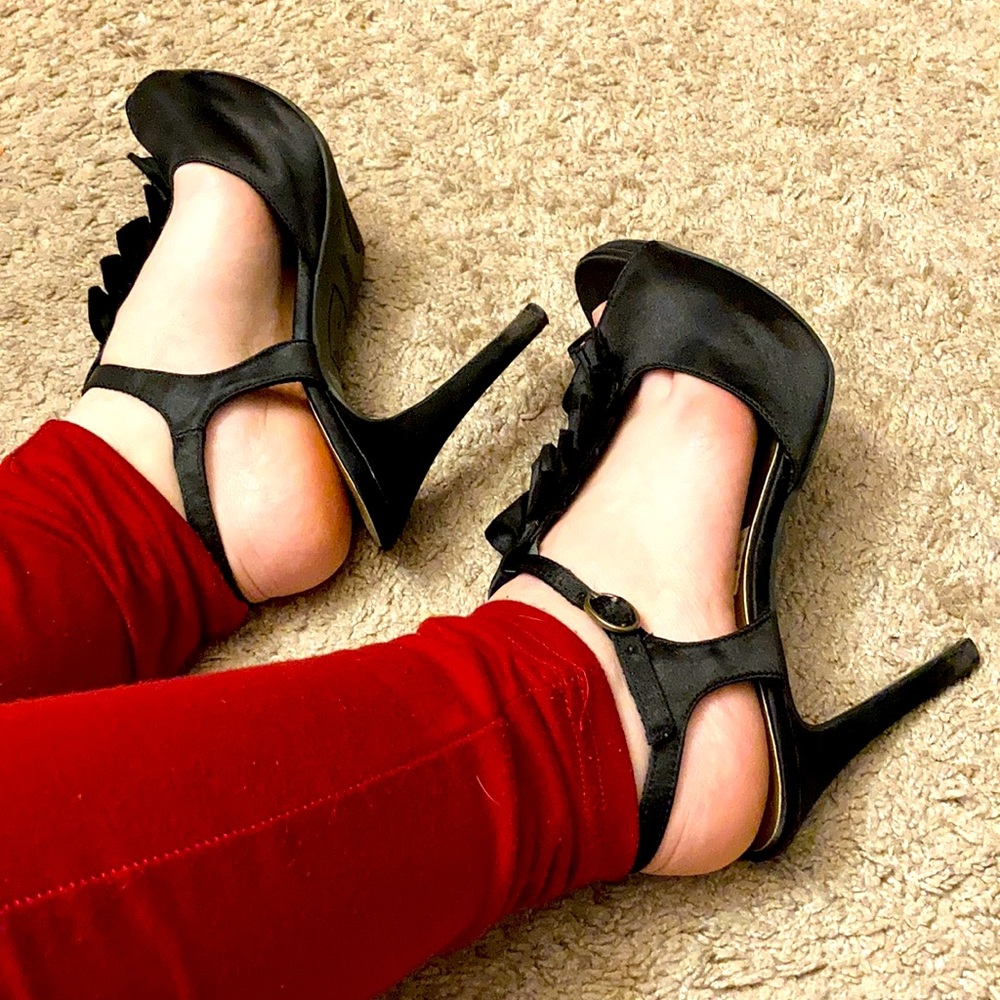 Black peep-toe heels, Size 7 1/2